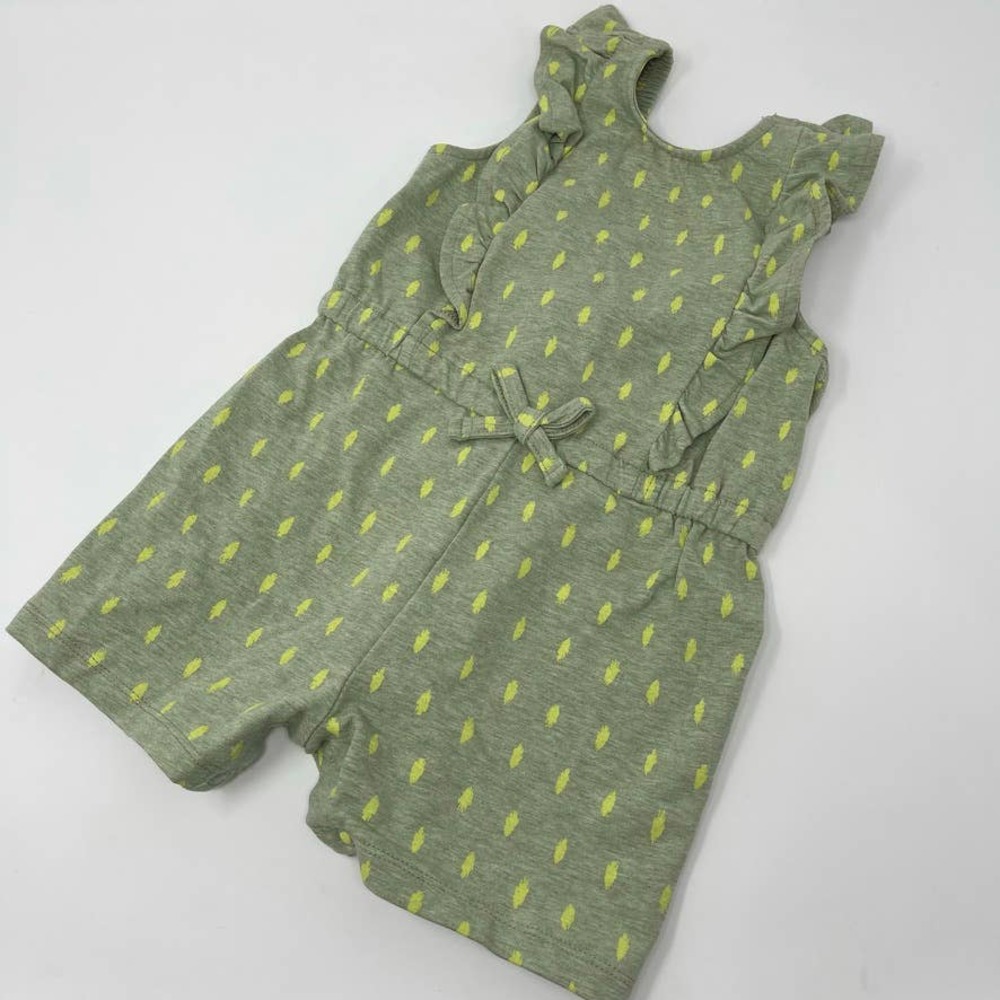 Focus Kids Girls Green Ruffle Shoulder Shorts Snap Closure Romper 24 Months
